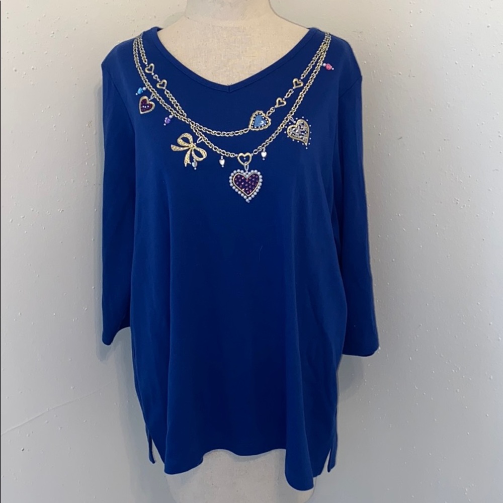 Quacker Factory embroidered rhinestone and charms